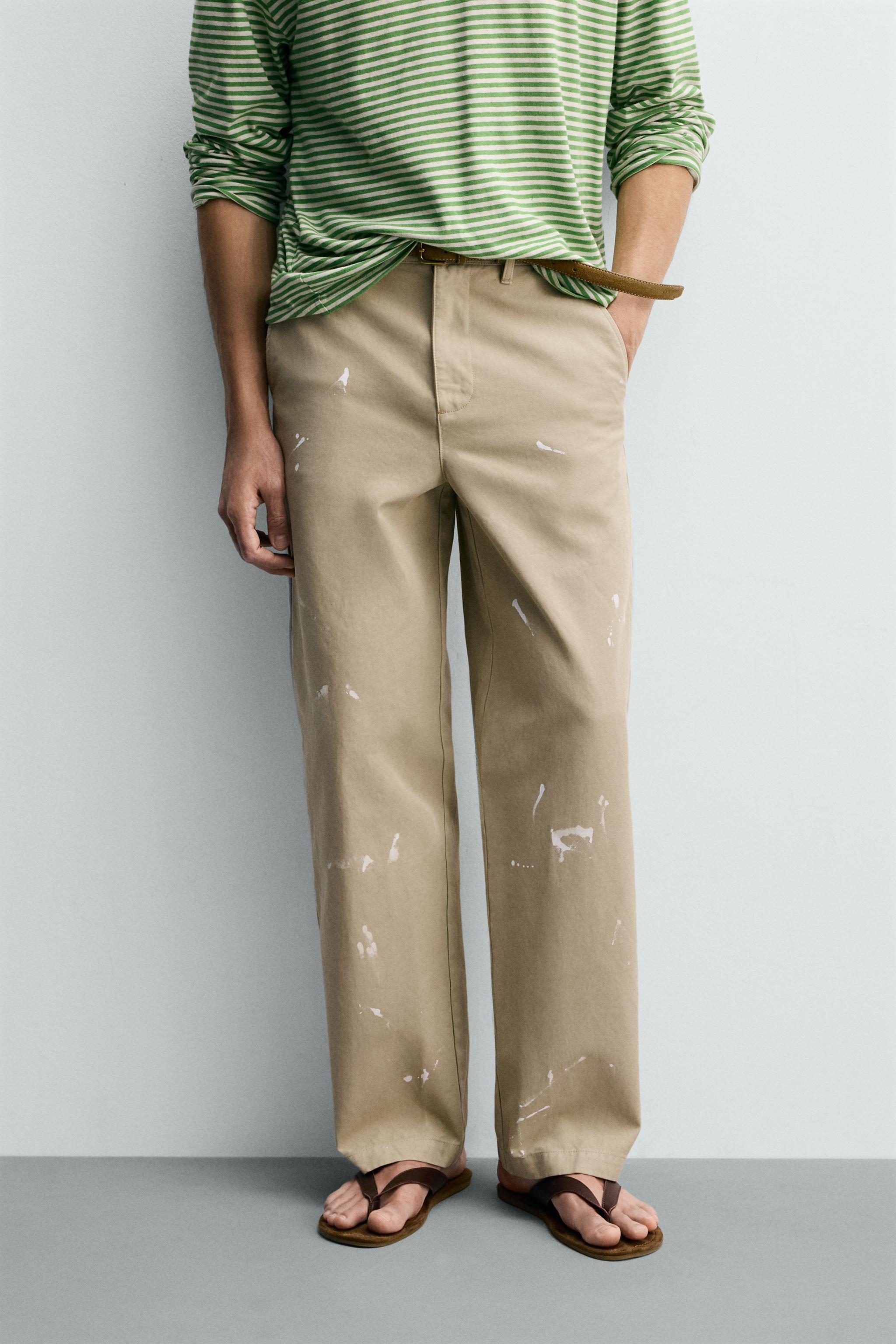 SPLASH EFFECT STRAIGHT FIT CHINO PANTS